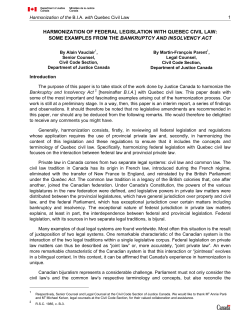 Harmonization of Federal Legislation with Quebec