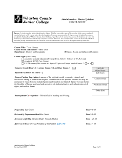 HIST 2301 Texas History - Wharton County Junior College