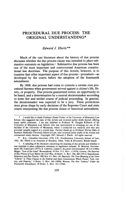 PROCEDURAL DUE PROCESS: THE ORIGINAL UNDERSTANDING*