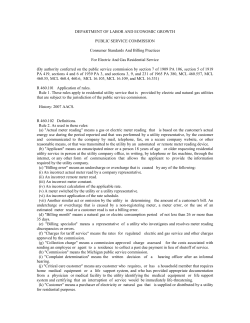 Consumer Standards and Billing Practices For Electric and Gas