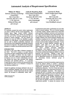 Automated Analysis of Requirement Specifications