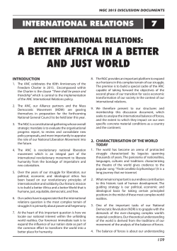 A BETTER AFRICA IN A BETTER AND JUST WORLD