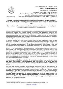 Spanish case-law placing a temporal limitation on the effects of the