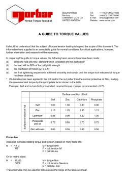 A GUIDE TO TORQUE VALUES