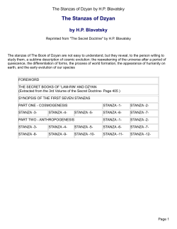The Stanzas of Dzyan - Canadian Theosophical Association