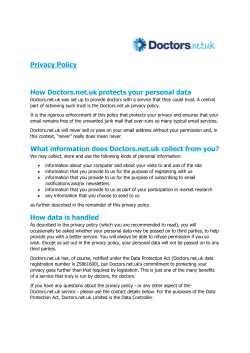 Privacy Policy How Doctors.net.uk protects your personal data What