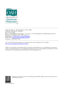 Land and Liberty: The Ordinances of the 1780s