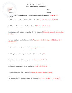 4.OA.4 1. What are the first five multiples of the number 7? 0, 7, 14