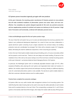 Press release K2 Systems proves innovative ingenuity yet again