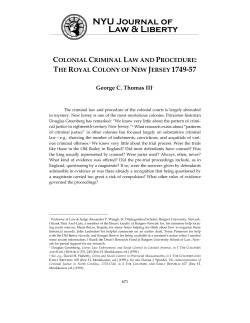 colonial criminal law and procedure: the royal colony of new jersey