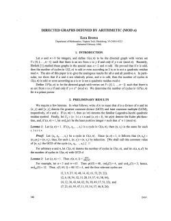 DIRECTED GRAPHS DEFINED BY ARITHMETIC (MOD n) Ezra Brown