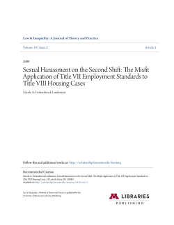 Sexual Harassment on the Second Shift: The Misfit Application of