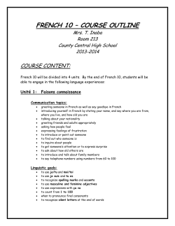 french 10/20 &ndash; course outline