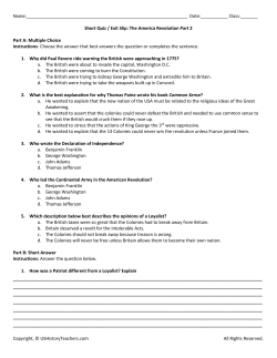 Copyright, &copy; USHistoryTeachers.com All Rights Reserved. Name: