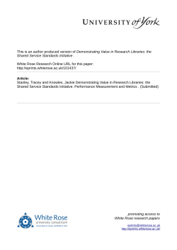 Demonstrating Value in Research Libraries: the Shared Service