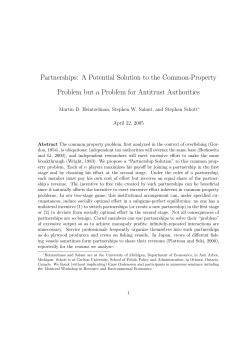 Partnerships: A Potential Solution to the Common