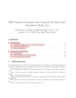 BGI Cognitive Genomics Lab: Proposal for Gene