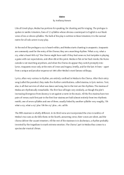 Metre and Vocabulary - The Cambridge Greek Play