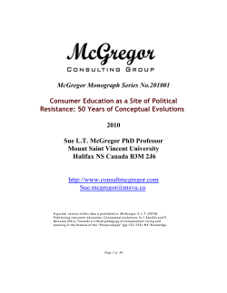McGregor Monograph Series No.201001 Consumer Education as a