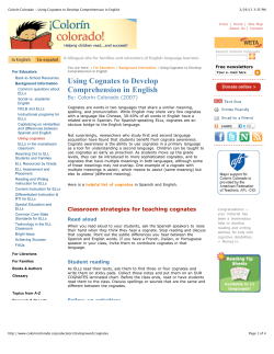 Color&iacute;n Colorado __ Using Cognates to Develop Comprehension in