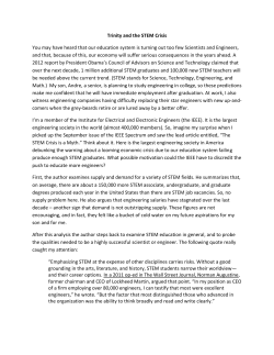 Bob Magill on Trinity and the STEM Crisis