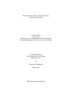 President Barack Obama`s Inaugural Address: A Critique And