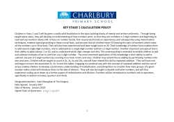 KEY STAGE 1 CALCULATION POLICY