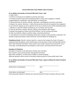 Concord Hills Swim Team Athlete Code of Conduct As an athlete