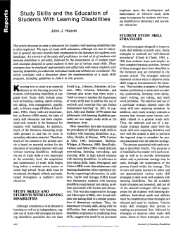 Study Skills and the Education of Students With