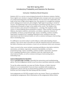 Stat W21 Spring 2015 Introductory Probability and Statistics for