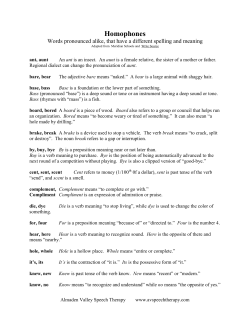 Homophones - AV Speech Therapy