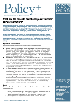 What are the benefits and challenges of `bedside` nursing handovers?