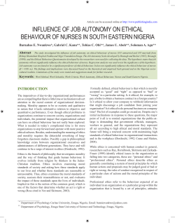 Influence of Job Autonomy on ethIcAl behAvIour of nurses In south