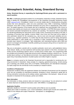 Atmospheric Scientist, Asiaq, Greenland Survey