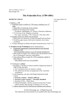 The Federalist Era: (1789-1801)