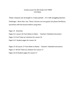 Eureka Lesson for 6th Grade Unit THREE Unit Rates Challenges