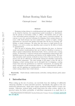 Robust Routing Made Easy arXiv:1705.04042v1