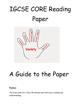 IGCSE CORE Reading Paper A Guide to the Paper