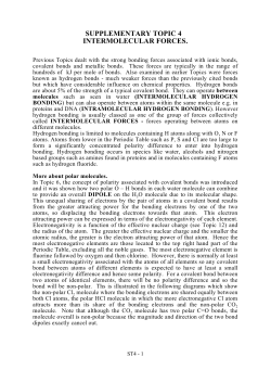 SUPPLEMENTARY TOPIC 4 INTERMOLECULAR FORCES.