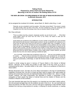 Talking Points Prepared by James Snell and Carrie Stewart for
