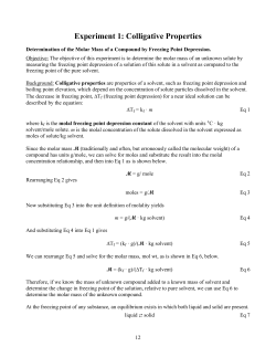 Experiment 1: Colligative Properties