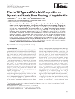 Effect of Oil Type and Fatty Acid Composition on Dynamic