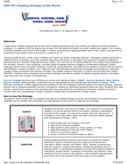 FOR-PD`s Reading Strategy of the Month Page 1 of 5 SQ4R 8/30