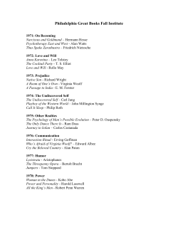 Philadelphia Fall Institute Readings