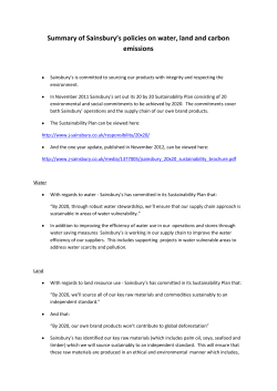 Summary of Sainsbury`s policies on water, land and carbon