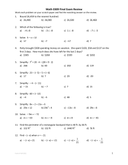 Math 0309 Final Exam Review