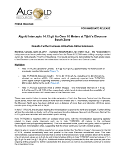 Algold Intercepts 14.15 g/t Au Over 10 Meters at Tijirit`s Eleonore