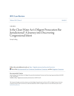 Is the Clean Water Act`s Diligent Prosecution Bar Jurisdictional? A