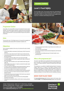 Level 1 Food Safety - Centaur Training Services