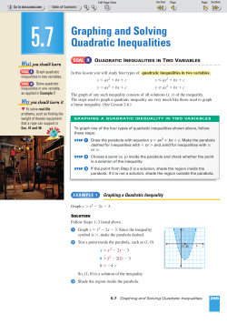 Graphing and Solving Quadratic Inequalities